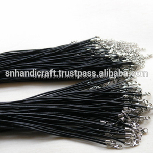 Handmade Happiness Black Round Real <b>Leather</b> <b>Necklace</b> <b>Cord</b> With Clasp Lobster - Product Image 1