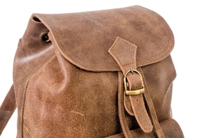 กระเป๋าเป้หนังแท้สีน้ำตาลคุณภาพพรีเมี่ยมมีกระเป๋าด้านหน้ากระเป๋าวินเทจความจุขนาดใหญ่กระเป๋าเป้สะพายไหล่ของผู้หญิง - Product Image 4