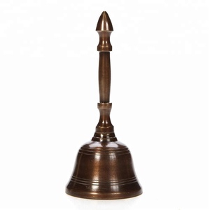 Brassworld India Campana de mano de latón religioso antiguo Modelo de metal pulido en dos estilos Campana de mano de latón envejecido - Product Image 5