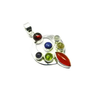 Lovely Angel 925 Sterling Silver Carnelian Peridot Multi Stone Chakra Pendant Supplier And Exporters