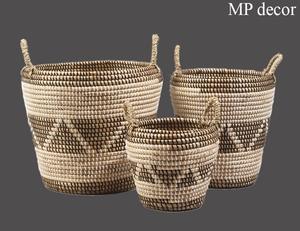 ชุดหัตถกรรมไม้ไผ่3ชิ้นตะกร้าขนมปังหญ้าทะเลทรงกลมทำด้วยมือสีธรรมชาติของสินค้าทั้งชุด - Product Image 2