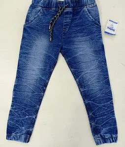 Nuevas etiquetas de marca Boys Kids Stretch Straight Washed Denim Cintura elástica Jogger Jeans Pantalones Bangladesh Garments Stock Lot - Product Image 1