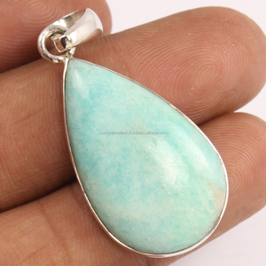 AMAZONITE prix de gros lunette en forme de poire naturelle serti de pierres précieuses en argent sterling 925 superbe pendentif solitaire - Product Image 1