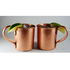 Taza de cobre puro Nuevo diseño Hammer Point Moscow Mule Taza de cobre con mango dorado 14oz Moscow Mule Mugs - Product Image 1