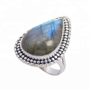 Anillo personalizado de Plata de Ley 925, diseños de piedra grande Eternity Vermeil para mujeres, anillos de labradorita Natural para hombres, ocasión de boda - Product Image 1