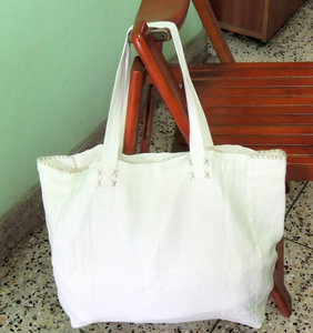 Sac fourre-tout en lin tissé à la main Sac à provisions écologique - Product Image 2