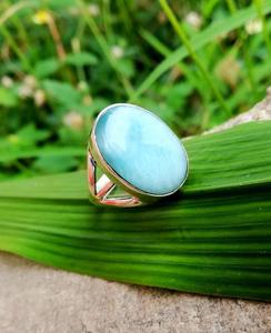 Larimar anillo 925 plata esterlina ovalada redonda pera cuadrado fantasía rectángulo piedra preciosa piedra cabujón - Product Image 6