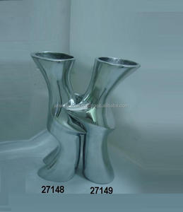 Florero decorativo de aluminio plateado con diseño grabado para el hogar, mesa de comedor, sala de estar y dormitorio - Product Image 2