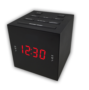 เครื่องจูนดิจิตอล LED สีแดงทรงลูกบาศก์สีดำ,เครื่องชาร์จโทรศัพท์พร้อมที่ชาร์จ USB วิทยุนาฬิกาปลุกคู่ AM FM PLL ปี CT-3938U - Product Image 1