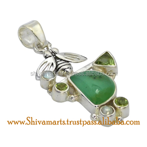 Belle Turquoise Perle Péridot Multicolore 925 Sterling Silver Fine Jewelry Pendentif Bijoux Fabriqués Pendentifs & Charms - Product Image 2