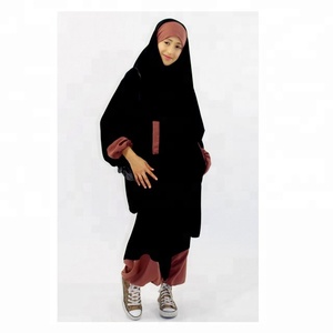 Abaya islamique modeste pour bébés filles noires, à capuche, manches longues, longueur au sol, grande taille, respirante, légère, séchage rapide, coupe ample - Product Image 1