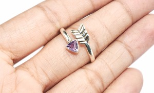 Anillos de plata de ley 925 con forma triangular, amatista azul púrpura, joyería de plata hecha a mano - Product Image 2