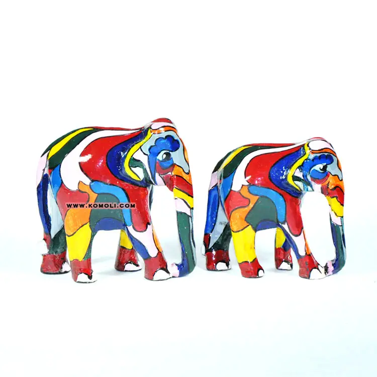 Abstract Ontwerp Hand Geschilderd Houten Home Decor Artefacten Souvenirs Olifant Decor Beeldjes