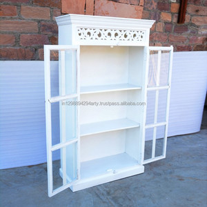 Armadietto da cucina in legno massello di quercia in legno bianco stile francese moderno per sala da pranzo mobili con due porte di vetro per soggiorno librerie