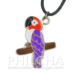 Fashion Multi Color Change Jewelry Mood Necklace With Parrot Pendant