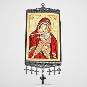 Decoración de Pared de 20 cm con Tela Turca Tejida con Icono Cristiano Ortodoxo y Católico de Turquía - Product Image 1
