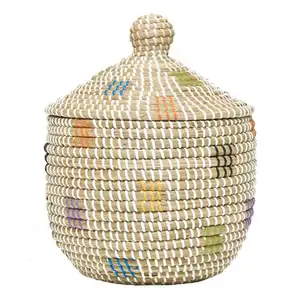 Eco-friendly Handmade Decorative Seagrass <b>Baskets</b> for Storage Natural Straw Woven Vietnam Wholesale Products Home Decoration - Product Image 1