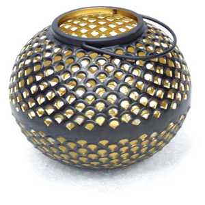 Home Decoration NEW FILIGREE ROUND GOLD HURRICANE LANTERN - Product Image 5