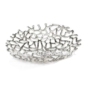 Bol décoratif couleur argent aluminium métal servant des aliments fruits légumes fait à la main bol de qualité créative - Product Image 1