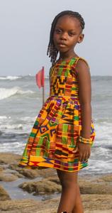 Robe africaine imprimée Kente Petites filles Robe africaine Kente Jeune fille Robe africaine en coton imprimé wax Fille porter des robes complètes - Product Image 4