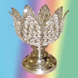 Centro de Mesa de Primera Calidad, Nuevo, para Decoración de Bodas y Hogar, Diseño de Loto de Cristal, Alambre de Metal Galvanizado, Color Dorado - Product Image 1