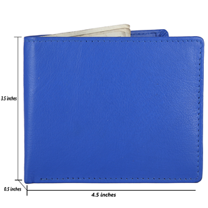 Excellent Quality Genuine Blue Leather Mens <b>Wallet</b> RFID Protected <b>Trifold</b> Design for Travel and Business Use Available For Sale - Product Image 3
