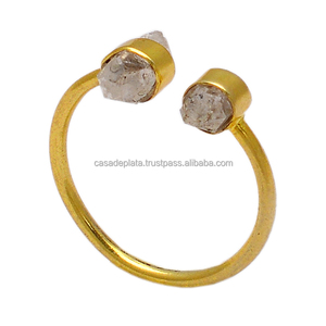 Rough Herkimer Gemstone <b>Ring</b> <b>925</b> <b>sterling</b> <b>Silver</b> <b>Ring</b> With Gold Plated Bezel Setting Religious Latest Design <b>Ring</b> For Women. - Product Image 1