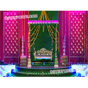 Accessoires de décoration de scène de mariage Swing-Accented Sangeet Stage Muslim Mehndi Stage with Candle Wall Quality Wedding Decorations UK - Product Image 1