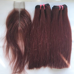 Extensiones de cabello humano virgen vietnamita alineado con cutícula, colores Borgoña, súper doble, recto, al por mayor - Product Image 2