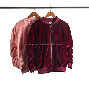 Veste bomber en velours marron de haute qualité pour femmes avec broderie, rembourrage en polyester respirant - Product Image 5