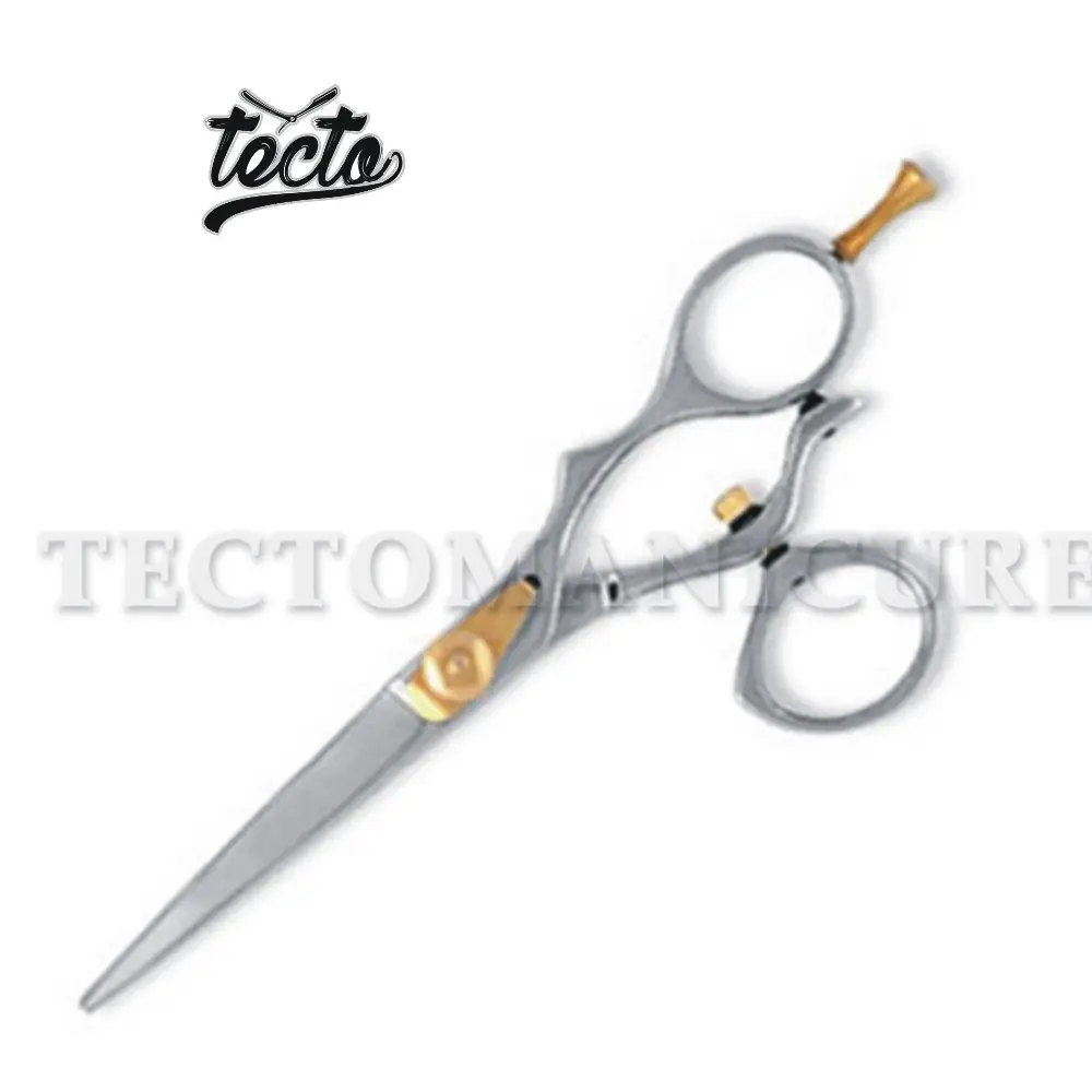 New Barber Razor Scissors Satin Finish Golden Screw Adjustable Hook Salon Scissors 5.5" Stainless Steel Shears