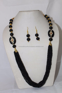 แก้วโอ้อวดสไตล์ยุโรปเพชรหินลูกปัดสร้อยคอสีดำ Choker - Product Image 5
