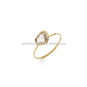 แหวนเพชรสไลซ์ 0.15 กะรัต ชาติพันธุ์อินเดีย 14 k เครื่องประดับของขวัญทองเหลือง - Product Image 3