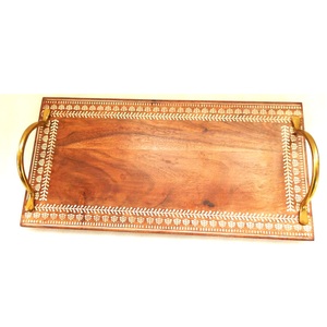 ถาดเสิร์ฟรูปไข่ดีไซน์ใหม่ตกแต่งสวยงามพร้อมหูจับทองเหลือง - Product Image 2