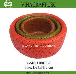 Bambu Bols gigognes à double paroi Design ange élégant Plateau de cuisine pour le stockage des fruits Tissage Artisanat Rouge Orange Panier - Product Image 5