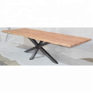 Solid Acacia Wood Top Modern Style Metal Legs Folding Banquet Dining <b>Table</b> for Wedding Party Restaurant Cafe Home for Hotel Use - Product Image 2