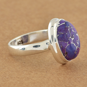 Bague en cuivre Turquoise, bijoux violet. Argent Sterling 925, vente en gros, bracelets de fiançailles ou bagues ovales en argent fait à la main - Product Image 3
