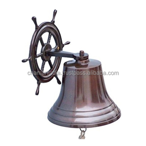 Nautical Antique Copper Hanging <b>Ship</b> <b>Wheel</b> Bell - Product Image 1