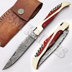 Cuchillo Plegable Multifuncional de Acero de Damasco Hecho a Mano Laguiole (SMF16) - Disponible OEM, Garantía de 3 Años - Product Image 2
