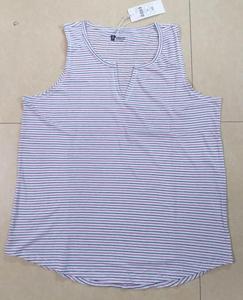 High Quality Branded Women's <b>Short</b> <b>Sleeveless</b> V-neck Striped Casual Cotton Tank <b>Tops</b> Eco-Friendly Breathable Bangladeshi Stock - Product Image 4