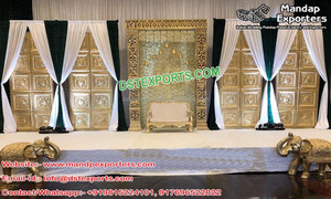 Boda escenario con cristal de oro pilares última boda escenario fabricante impresionante hindú de matrimonio recepción etapa de configuración - Product Image 6