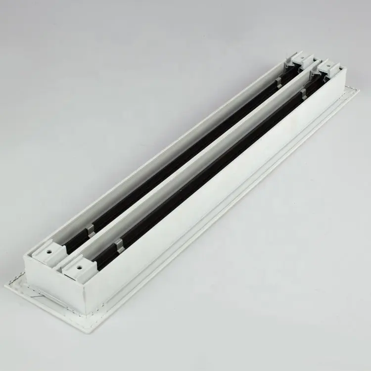 Hvac Aluminum Directional Ceiling Linear Slot Air Diffuser With Black Blade Fixed Core For Air Supply Vent