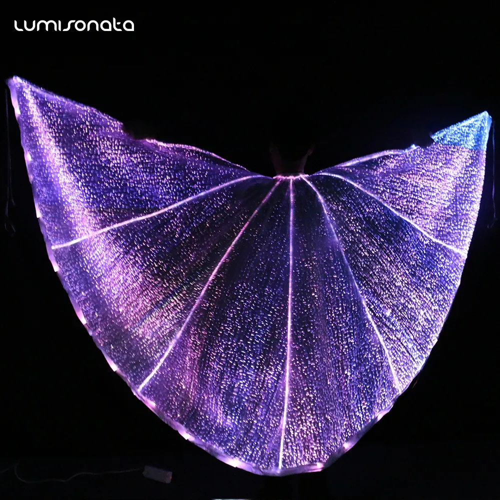 Butterfly Fairy Smart Light up Rainbow Belly Dance Costume Isis LED Fiber Optic Moving Wings Angels