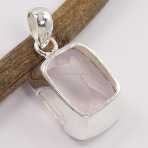 เบาะรองนั่งควอตซ์ธรรมชาติทรงพลัง925พลอยพลอยเทียมสีเงินสเตอร์ลิงจี้โซลิแทร์สุดวิเศษ - Product Image 2