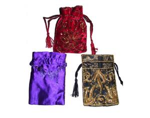 Designer Striped Pattern Embroidery Coin Purse with Drawstring - Product Image 3