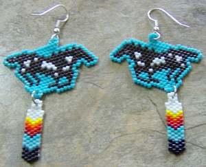 <b>Paint</b> Horse Earrings <b>Hand</b> Made Seed Beaded - Product Image 1