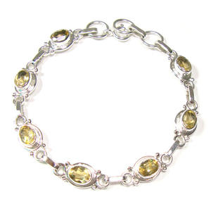 Citrine & Garnet Gemstone 925 Silver Jewelry Ladies Bracelet - Product Image 4
