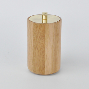 Porta Algodones Redondo de Madera de Roble con Tapa Móvil - Product Image 1