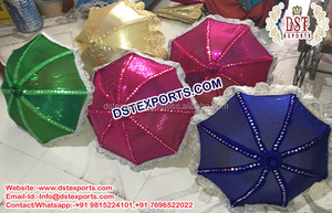 Deslumbrante paraguas para las bodas indias tradicional indio paraguas para Mehndi etapa hecho a mano bordado paraguas pared - Product Image 3