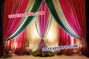 Fondo colorido para boda, impresionante telón de escenario de terciopelo azul real, con mandalas indias para boda - Product Image 6